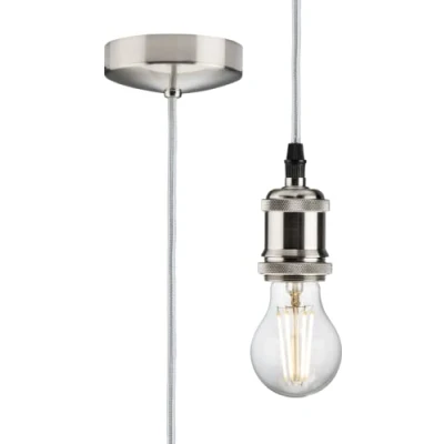 Image of KnightsBridge 1.8m E27 Vintage Pendant Set Brushed Chrome