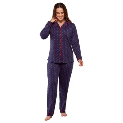 Image of Undercover Ladies &#039;Festive Prints&#039; Button Pyjamas 57497 Navy Stars Medium