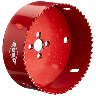 Image of Ruko HSS Bi Metal Hole Saw with Varied Toothing, Red Finish, 105 mm Diameter, R106105