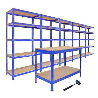 Image of MonsterShop Racking Bundle Bargain Busting Boltless 5 Tier Garage Shelves