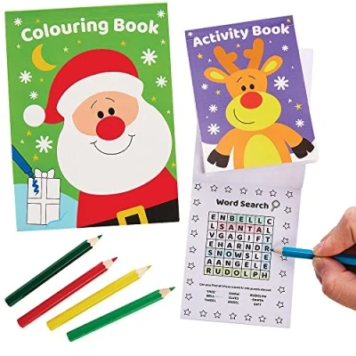 Image of Baker Ross FX392 Christmas Chums Activity Packs Pack of 4, Xmas Entertainment for Kids, Kids and Colouring Books, Party Bag Fillers