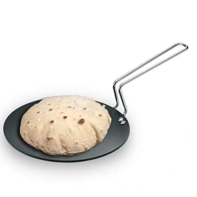 Image of HAWKINS Futura Non stick Concave Tava Griddle 4.06mm Thick with Steel Handle, 8.5 Inch