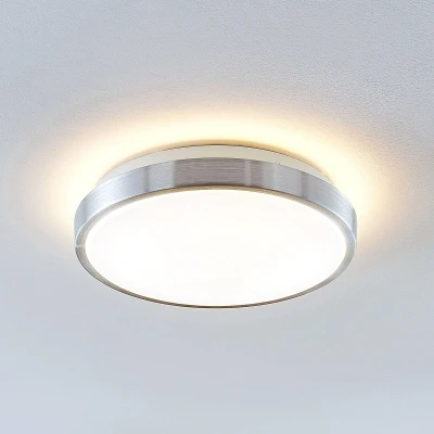 Image of LED Ceiling Light &#039;Emelie&#039; (Modern) in Silver Made of Metal for e.g. Living Room &amp; Dining (1 Source,) from Lindby lamp, lamp