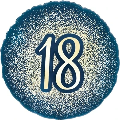 Image of 18&quot; Metallic Glitter Happy 18th Birthday Navy Gold Foil Balloon