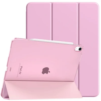 Image of TiMOVO for iPad Air 13 Inch Case M2 2024, Slim Stand Cover inch, Support Touch ID, Auto Wake/Sleep Smart Shell with Translucent Back, Case, Flowers Pink