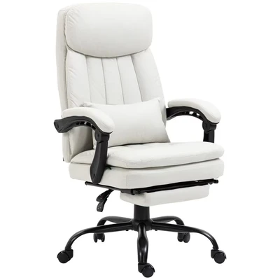 Image of Vinsetto Office Chair, Ergonomic Desk Chair with 6 Point Vibration Massage and Lumbar Heating, Computer Support Pillow, 155 Reclining Back Footrest, Cream White