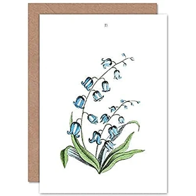 Image of Fine Art Prints Flower Bluebells Illustration Greeting Card With Envelope Inside Premium Quality