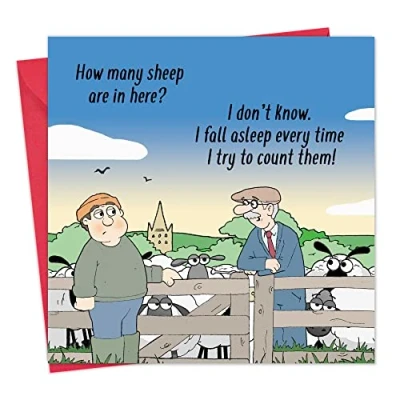 Image of Twizler Funny Card Counting Sheep Blank Birthday for Men or Women Happy Her Him Dad Husband Mum Wife Anniversary