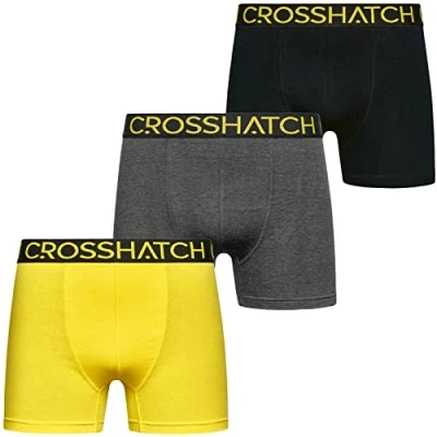 Image of Crosshatch Mens Boxers Shorts Multipack Underwear Gift Set Colour Trunk Boxers(S/Yellow Black Grey)