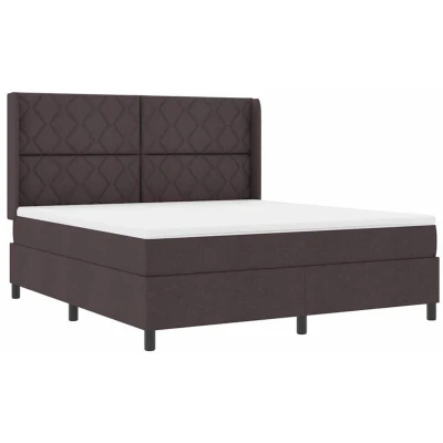 Image of vidaXL Box Spring Bed with Mattress Dark Brown, 180x200 cm, Fabric
