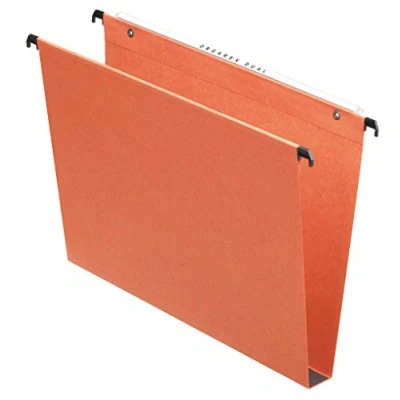 Image of Esselte Kori Vertical Suspension File, Squared Base, Foolscap, Pack of 50 Connectable Files, Tabs Included, Orange, Orgarex Range, 10403