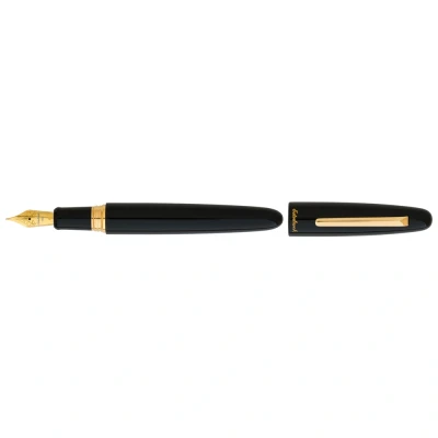 Image of Esterbrook E116 Estie Ebony Fountain Pen Black Acrylic with Gold Fittings Medium Nib 133.8 mm Length 15.3 Diameter