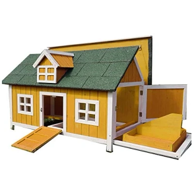 Image of Eggshell CHICKEN COOP WITH SECURE INTERNAL NEST BOX REMOVABLE CLEANING TRAY AND HEN HOUSE POULTRY ARK HOME COUP SLIDE OUT