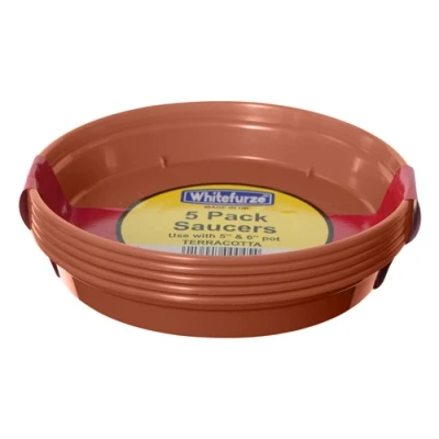 Image of Whitefurze Saucer Set for 5&quot; &amp; 6&quot; Pots, Terracotta