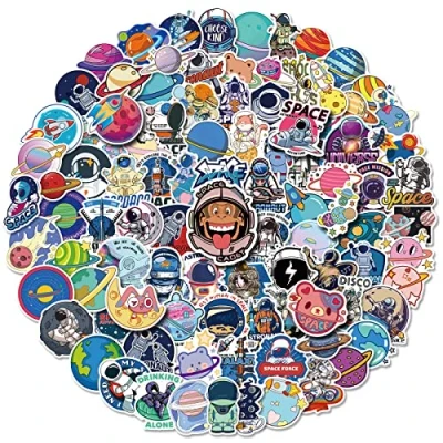 Image of 100Pcs Vinyl NASA Space Explorer Stickers Pack Universe Spacecraft Planet Galaxy Graffiti Decals for Laptop Water Bottle Hydro Flask Cars Skateboard,Space Astronaut Adults Teens