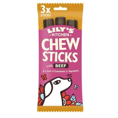 Image of Lily&#039;s Kitchen Made with Natural Ingredients Chew Sticks Beef Dog Treat 10 x 120g
