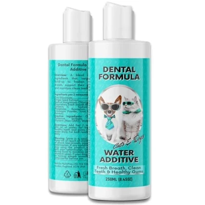 Image of NutriPaw Dental Formula Water Additive For Dogs &amp; Cats Clean Teeth, Healthy Gums Fresh Breath Manage Plaque Tartar Build Up Fuss Free No Brushing Needed Cat/Dog Mouthwash Oral Health