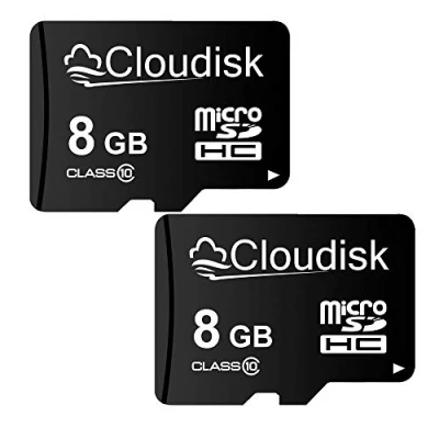 Image of Cloudisk Pack of 2 Micro SD Card 8GB Flash Memory SDHC with Adapter, C10, A1, U1
