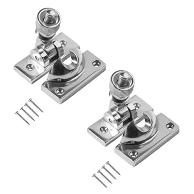 Image of TERF® Traditional Polished Chrome Sash Window Lock Fastener Brighton Pattern With Fixing Screws For Wood Aluminium UPVC Vinyl Frames Pack of 2