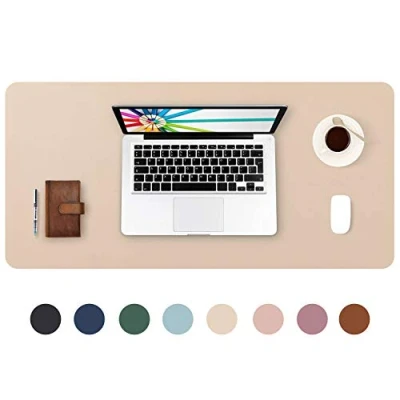 Image of DOBAOJIA Desk Pad Large 31.5&quot; X 15.7&quot; Extended Mouse Mat XL Blotter Writing for Laptop/Office/Home, PU Leather Side Waterproof +Suede Non Slip (Beige)