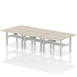 Image of Air B2B 1200x800mm Height Adjustable 6P Bench Desk CP Grey Oak/Silver