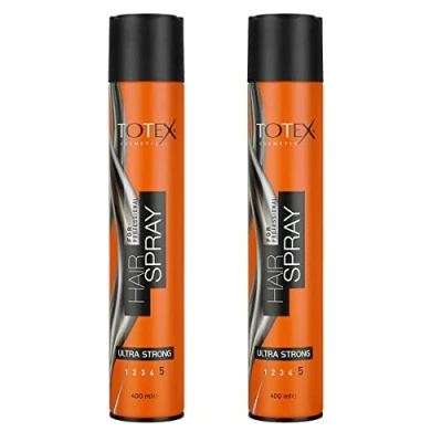 Image of Totex Hair Styling Spray Ultra Strong, Perfect Shine, Long Last Formulation Dressers Salon &amp; Barber Shops Proffesional Use 400ml (Pack Of 2)