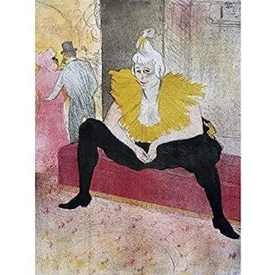 Image of Toulouse Lautrec Sitting Clowness Miss Chaukao Art Print Canvas Premium Wall Decor Poster Mural