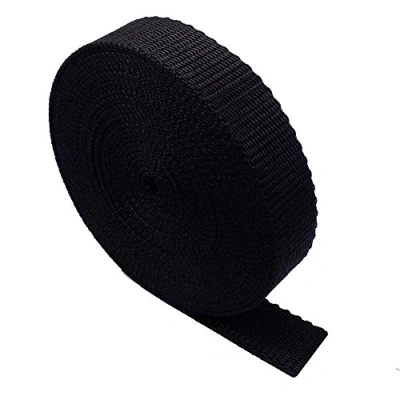 Image of The Bead Shop Heavy Duty Webbing Strap Tape 5 metres Rucksack/Backpacks, Luggage/Cargo Strapping, Belts (Black, 20mm)
