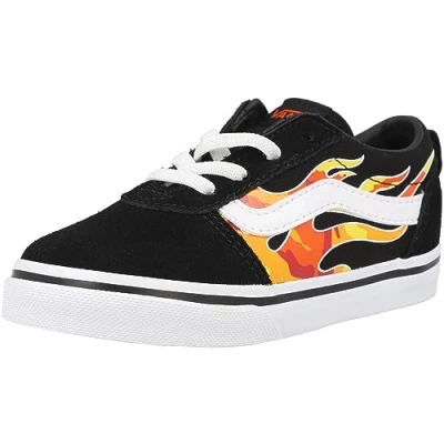 Image of Vans Boy&#039;s Unisex Kids Ward Slip On Sneaker, Flame Camo Black/White, 5 UK Child