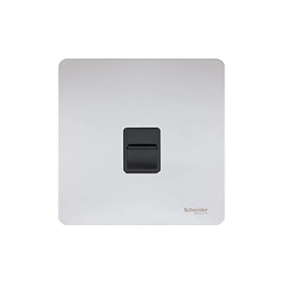 Image of Schneider Electric Ultimate Screwless Flat Plate Single Telephone Socket, Secondary, GU7462BPC, Polished Chrome with Black Insert