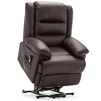 Image of More4Homes LOXLEY DUAL MOTOR ELECTRIC RISE RECLINER BONDED LEATHER ARMCHAIR LIFT RISER CHAIR (Brown)