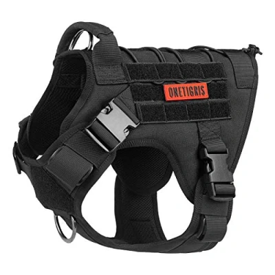 Image of OneTigris Tactical Dog Harness Fire Watcher Comfortable Patrol Vest (Black, Large)