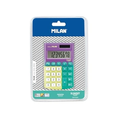Image of Blister Calculator 8 Digits Pocket Sunset Turquoise Yellow