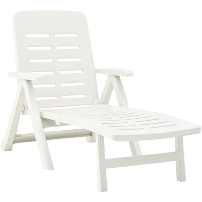 Image of vidaXL Folding Sun Lounger Weather Resistant Plastic Space Saving Design Lightweight and Portable Adjustable Backrest for Comfort Ideal Patio, Garden, Outdoor Use