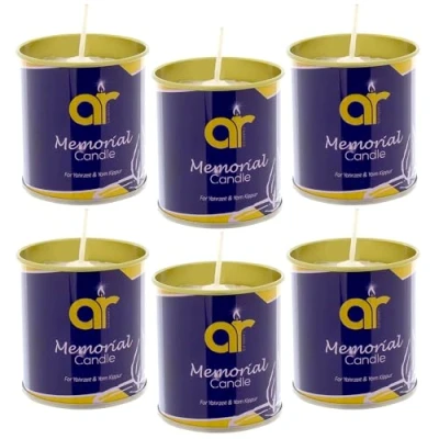 Image of AR Memorial Candles in Tin (6 Pack) Candle Gifts for Jewish Holidays 24 Hour Chanukah Hanukkah Menorah Yahrzeit Religious, Memorial, Votive 6 cm