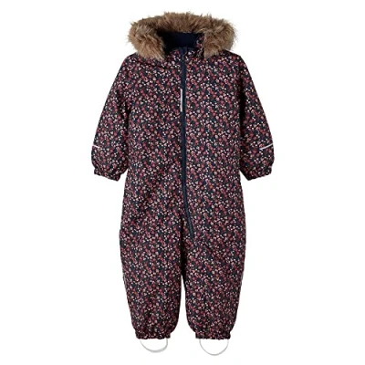 Image of NAME IT Girl&#039;s Nmfsnow10 Suit Petit Flower Fo Noos Snowsuit, Dark Sapphire, 2 3 Years