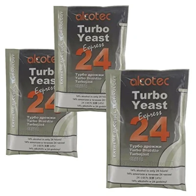 Image of 3X Alcotec 24 Pure Turbo Yeast Packets 14% 24hrs Homebrew Moonshine Vodka Wash