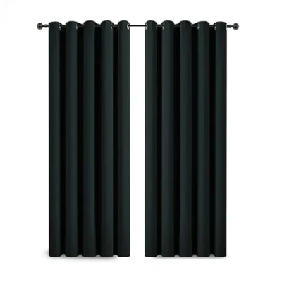 Image of Yorkshire Bedding Blackout Eyelet Curtains for Bedroom 66x90 Inch Super Soft Thermal Insulated Black Darkening Panels + 2 Tiebacks