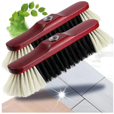 Image of com four® 2x Broom with horsehair mix for outdoor Soft brush head replacement garden cleaning, 30 cm (Room 02 pieces)