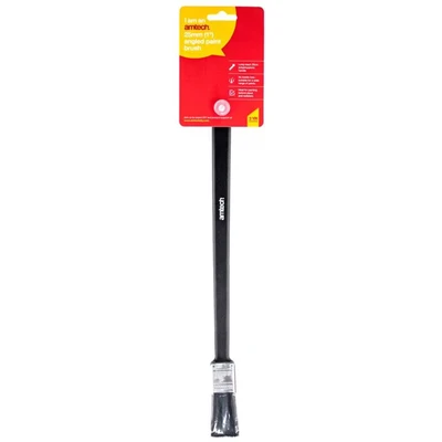 Image of Amtech G4485 Long Reach Angled Paint Brush, 1 (25mm) Radiator No Bristle Loss design with 30cm handle