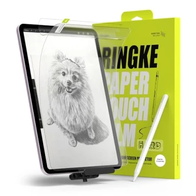 Image of Ringke Paper Touch Film [Hard / 2 Pack] for iPad Air 13 inch (M3/M2, 2025/2024), Matte PET Texture Drawing Writing Anti Glare Screen Protector with Easy Installation Tool