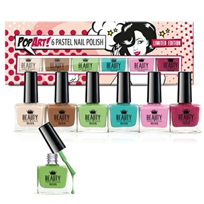 Image of Set of 6 Nail Polishes 10ml Each Bright Shades in a Stylish Box for Trendy Looks by Beauty4Britain
