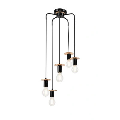 Image of Angelina Cluster Pendant Ceiling Light Black, 5x E27