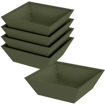 Image of vidaXL Metal Planter Olive Green 50 x 15 cm Square Modern