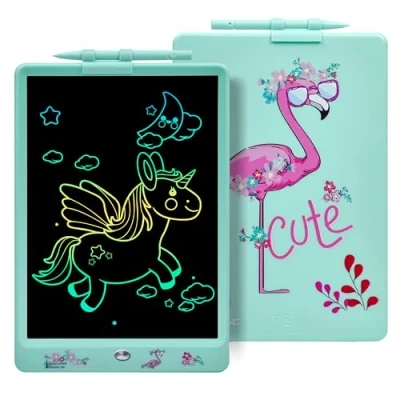 Image of DYNASONIC Flamingo Kids Writing Tablet, 10 Inch LCD Drawing Board, Magnetic Whiteboard, Toy for 2 8 Years Old, Pink