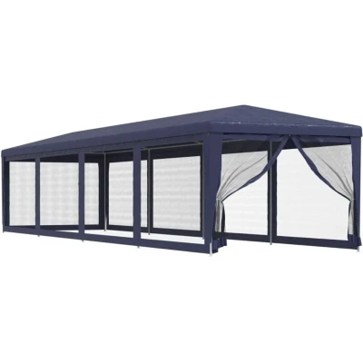 Image of vidaXL Party Tent with 10 Mesh Sidewalls Blue 3x12 m HDPE