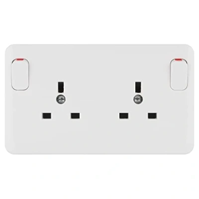 Image of Schneider Electric Lisse White Moulded Switched Single to Double Socket Converter, 13A, GGBL30212DS,
