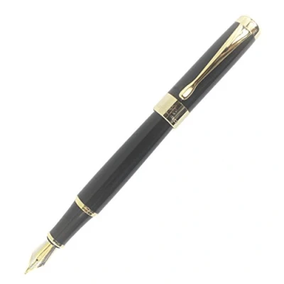 Image of Gullor Jinhao 18KGP Medium Nib Fountain Pen with Ink Converter Black