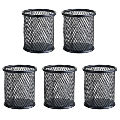 Image of 5 Pieces Office Storage Pen Holder, Pencil Cup, Mesh Pot, Desk Organizer, Used to Store Pencils, Pens, Eyebrow Pencils and Small Objects
