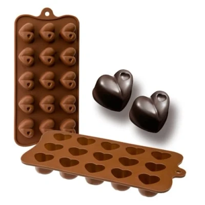 Image of Ibili Chocolate Mould Heart 21x10,5x2,5 cm Silicone, Brown, 21 x 10.5 2.5